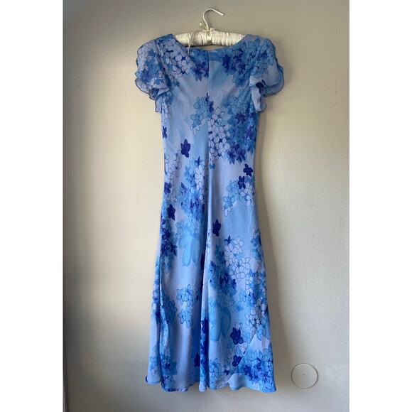 Vintage 90s Blue Floral Bias-Cut Dress – Steppin' Out - Picture 4 of 7